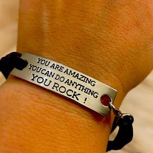 Inspirational Leather message bracelet